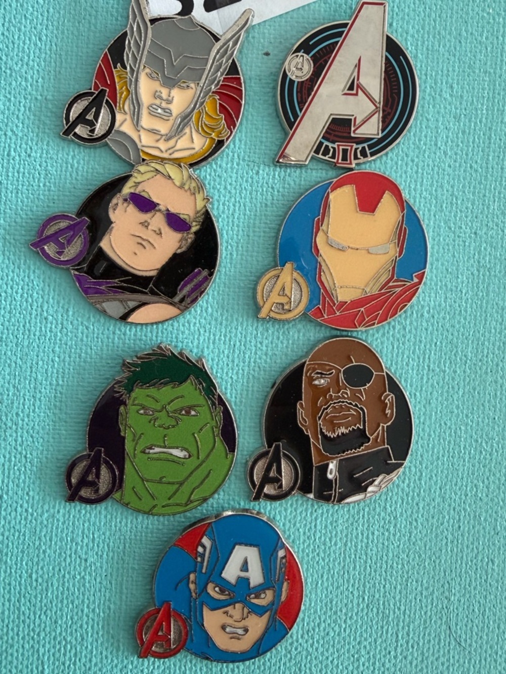 Marvel Enamel Pin Set - Red, Blue, Green, Purple, Gold, Black Accents